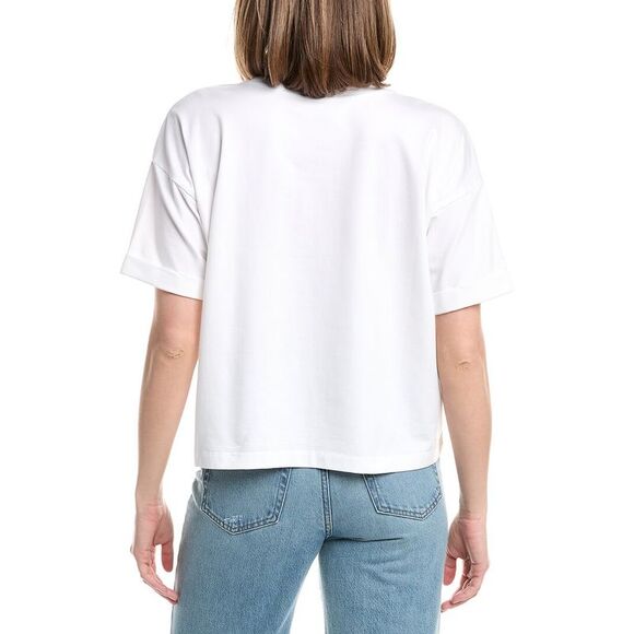 Eileen Fisher Womens Crew Neck Box Top, White - Picture 2 of 3